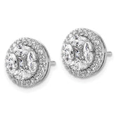 14k White Gold 1 1/2 carat Lab Grown Diamond VS/SI+ G+ Marquise Complete Halo Post Earrings